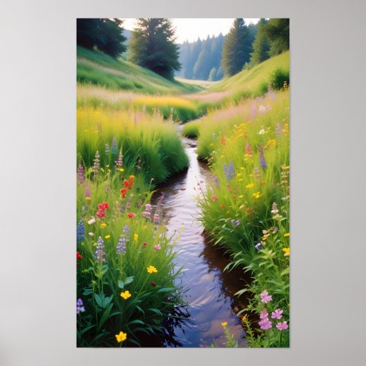 Malerische Landschaft Forest Stream Naturlandschaf Poster (Vorne)