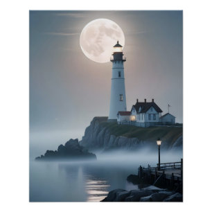 Malerische Landschaft Leuchtturm Seeküste Landscha Poster