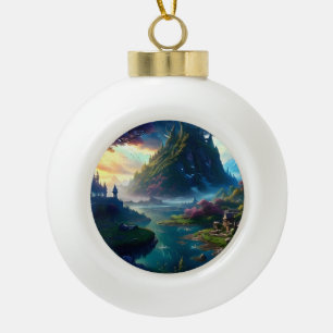 Malerische Landschaft Vier Keramik Kugel-Ornament