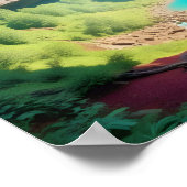 Malerische Landschaft Wald Wasserfall Natur Ruhe Poster (Ecke)