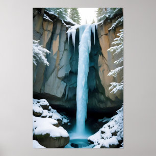Malerische Landschaft Wald Wasserfall Natur Ruhe Poster