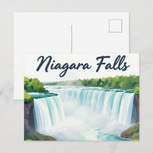 Malerische Landschaftsillustration der Niagara-Fäl Postkarte