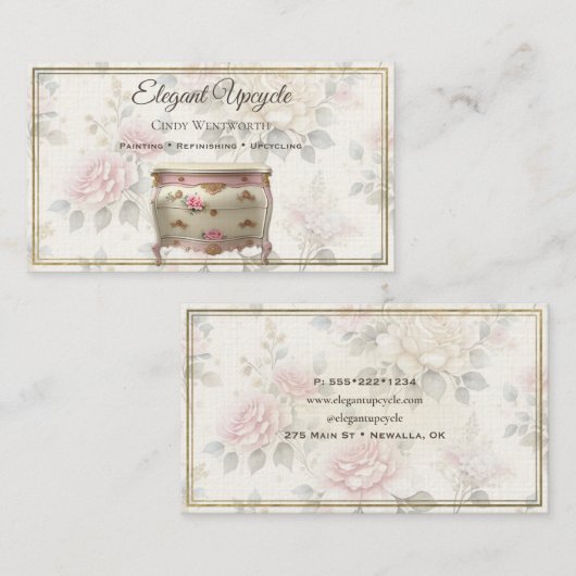 Malerische Möbel Rafting Veredelung Blumenbus Visitenkarte (Vorne/Hinten)