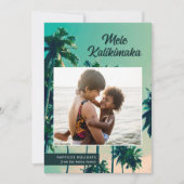 Malerische Palmen Mele Kalikimaka Foto Weihnachten (Vorderseite)
