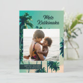 Malerische Palmen Mele Kalikimaka Foto Weihnachten (Stehend Vorderseite)