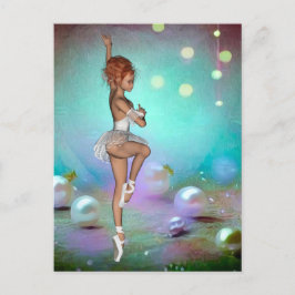 Malerische Perlen Hintergrund & Tanz Ballerina Postkarte