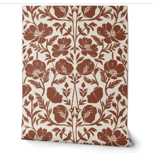 Malerische Poppy Arts And Crafts - Auburn Rot Beig Tapete