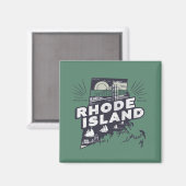Malerische Rhode Island Retro-Silhouette  Magnet (Vorderseite/Rückseite)