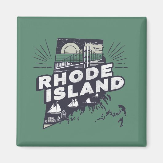 Malerische Rhode Island Retro-Silhouette  Magnet (Vorne)