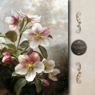 Malerische rosa Apfelblüten-Dekoupage Seidenpapier