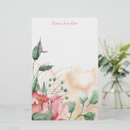 Malerische Rose Romance Personalisiert Stationery Briefpapier