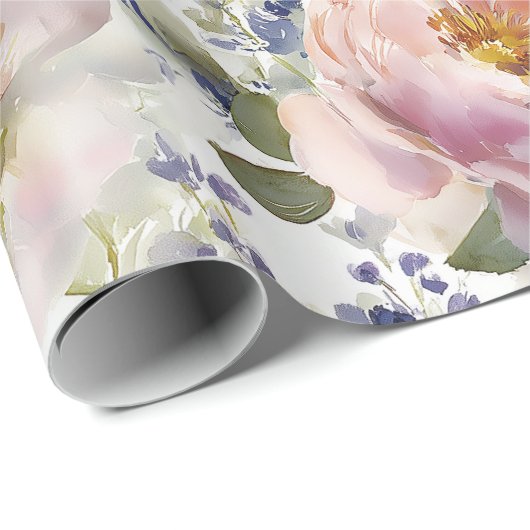 Malerische Rose und Blume Geschenkpapier (Rolleneckpunkt)