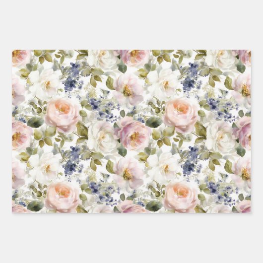 Malerische Rose und Blume Geschenkpapier Set (Vorderseite 2)