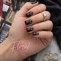 Malerische Rote Mohn Minx Nageln Art Decals