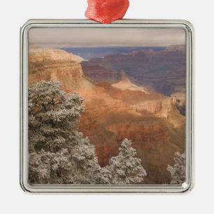 Malerische schneebedeckte Winterlandschaft entlang Silbernes Ornament