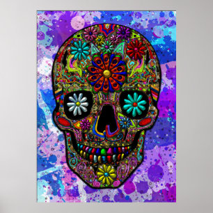Malerische Skull Floral Art Poster