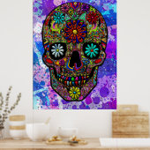 Malerische Skull Floral Art Poster (Küche)