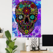 Malerische Skull Floral Art Poster (Heimbüro)