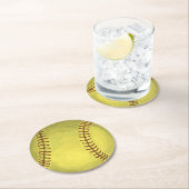 Malerische Softball-Kunst Runder Pappuntersetzer (Vor Ort)