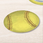 Malerische Softball-Kunst Runder Pappuntersetzer (Angewinkelt)