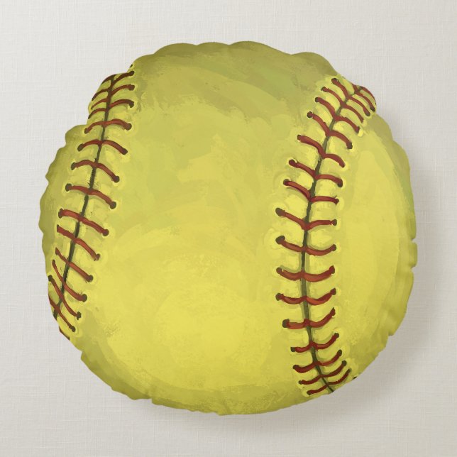 Malerische Softball-Kunst Rundes Kissen (Vorderseite)