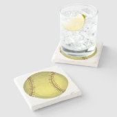 Malerische Softball-Kunst Steinuntersetzer (Seitenansicht)