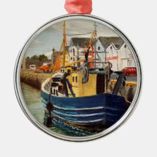 Malerische Stadt Galway Irland Fischerboot Ornament Aus Metall