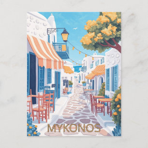 Malerische Straßen von Mykonos Postkarte