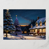 Malerische Szene des Weihnachtshauses Folien Feiertagskarte (Rückseite)