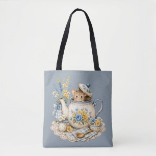 Malerische Teekannen-Maus Cottagecore Blüten Tasche
