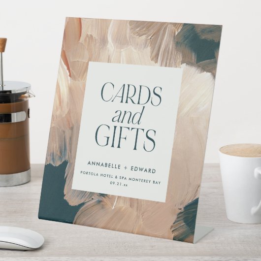 Malerische Terracotta aquamarine Hochzeitskarten u Sockelschild (In Situ)