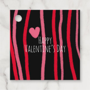 Malerische Valentinstag-Streifen und Herz Schwarz Geschenkanhänger