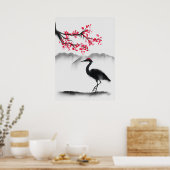 Malerische Wall Art mit Sakura und Heron Poster (Küche)