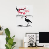 Malerische Wall Art mit Sakura und Heron Poster (Heimbüro)