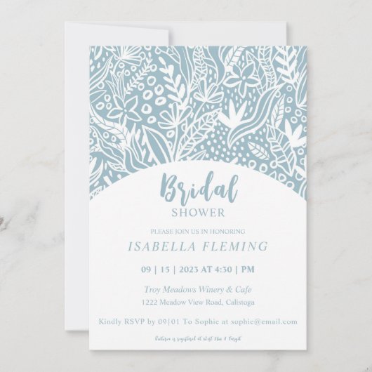 Malerische weiße Botanische Brautdusche Einladung (Vorderseite)