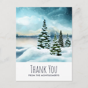 Malerische Winterlandschaft Wasserfarbenkunst Dank Postkarte