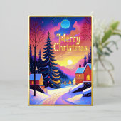 Malerische Winterlandschaft Weihnachten Folien Feiertagskarte (Stehend vorne)