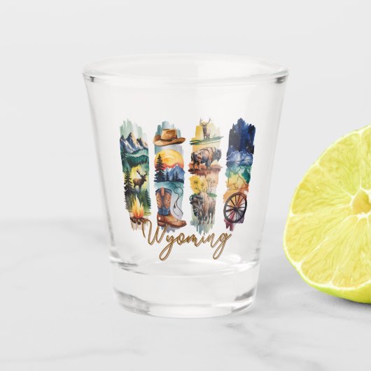 Malerische Wyoming-Pinselstriche  Schnapsglas (Vorderseite)