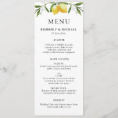 Malerische Zitronen Grünpflanzen Hochzeitsmenü Menükarte (Vorderseite)