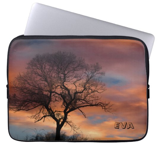 Malerischer Baum Sonnenuntergang Twilight Naturfot Laptopschutzhülle (Vorderseite)