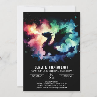 Malerischer Drache Geburtstag anpassbar Einladung