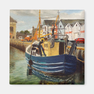 Malerischer Hafen in Galway City Irland Fischerboo Magnet