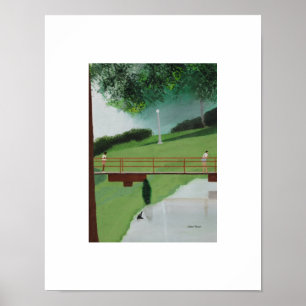 Malerischer Holzsteg im Park. Poster