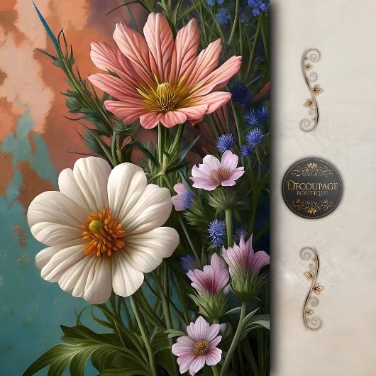 Malerischer Kosmos-Wildblumen-Decoupage Seidenpapier