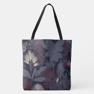 Malerischer Pflaumen-Feigen- und Pampasgras-Herbst Tasche