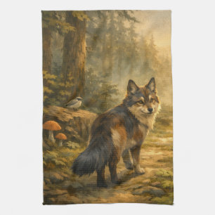 Malerischer Waldwolf 40 × 60 cm Küchentuch