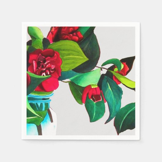 Malerisches Blume von Red Camellia Serviette (Vorderseite)