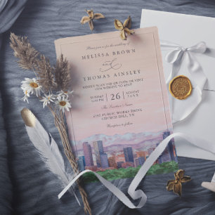 Malerisches Denver Colorado Ziel Elegante Hochzeit Einladung