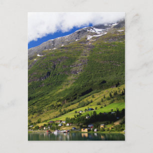 Malerisches Dorf am Fjord, Norwegen Postkarte