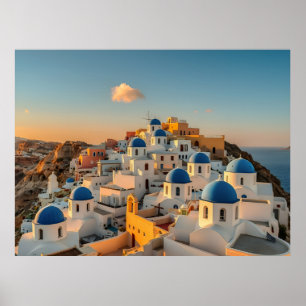 Malerisches Dorf Oia Griechische Insel Santorini Poster